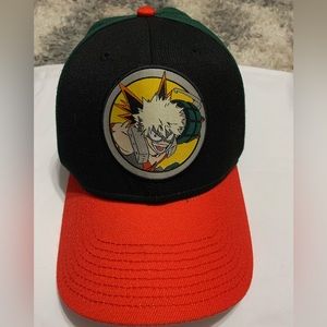 Bakugo My Hero Academia Bioworld Hat Snapback Orange Black And Green Anime